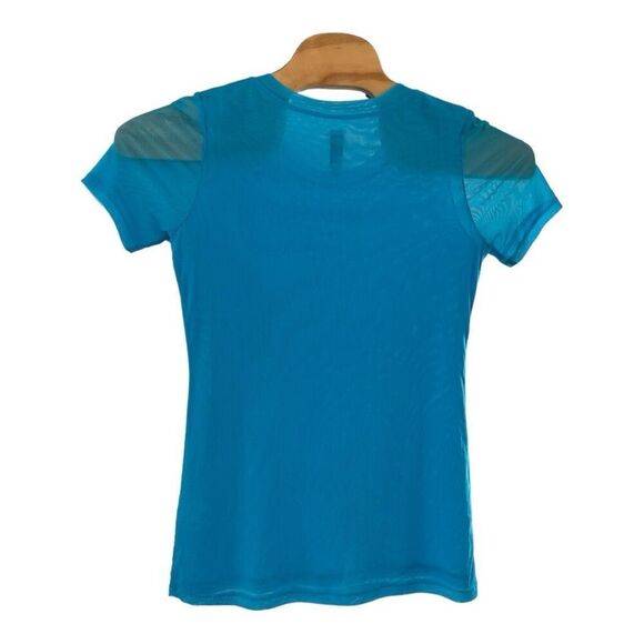 Berek Women's Sheer Padded Crew Neck Short Sleeve Shirt Blue Size Medium - Picture 2 of 5